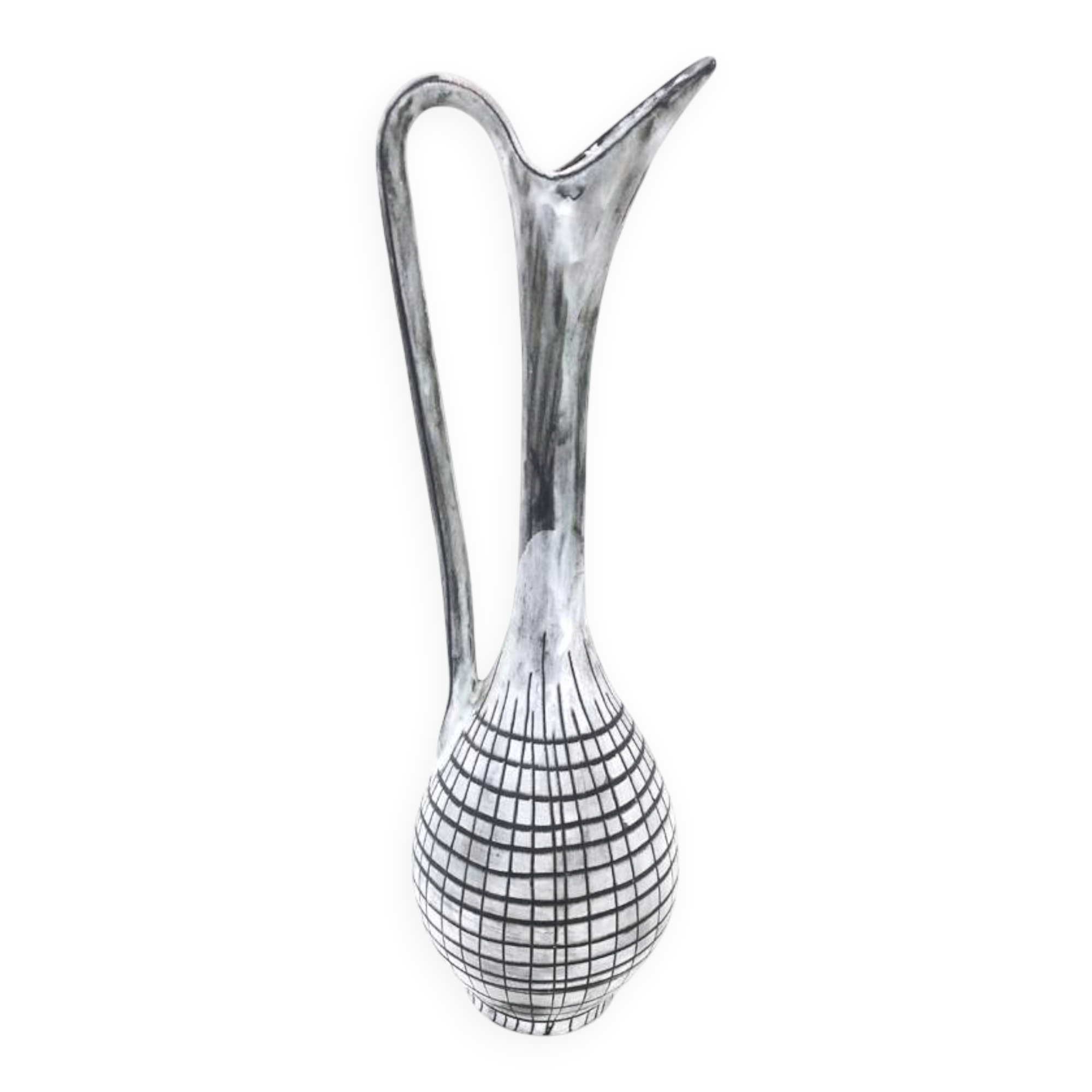 Vintage grey ceramic soliflore, 1970.