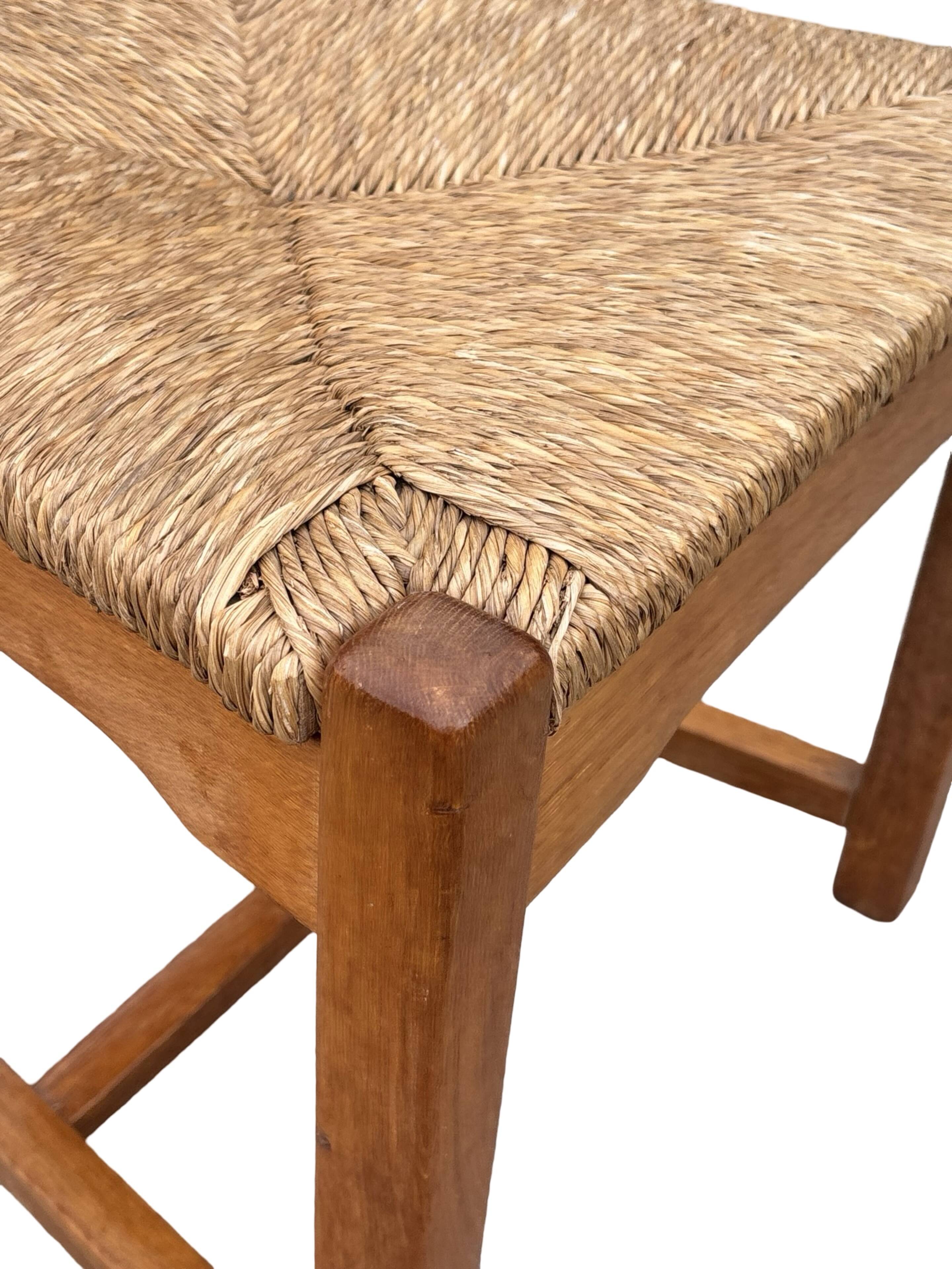 Vintage Set of 4 dining chairs oak and wicker 70's design high back