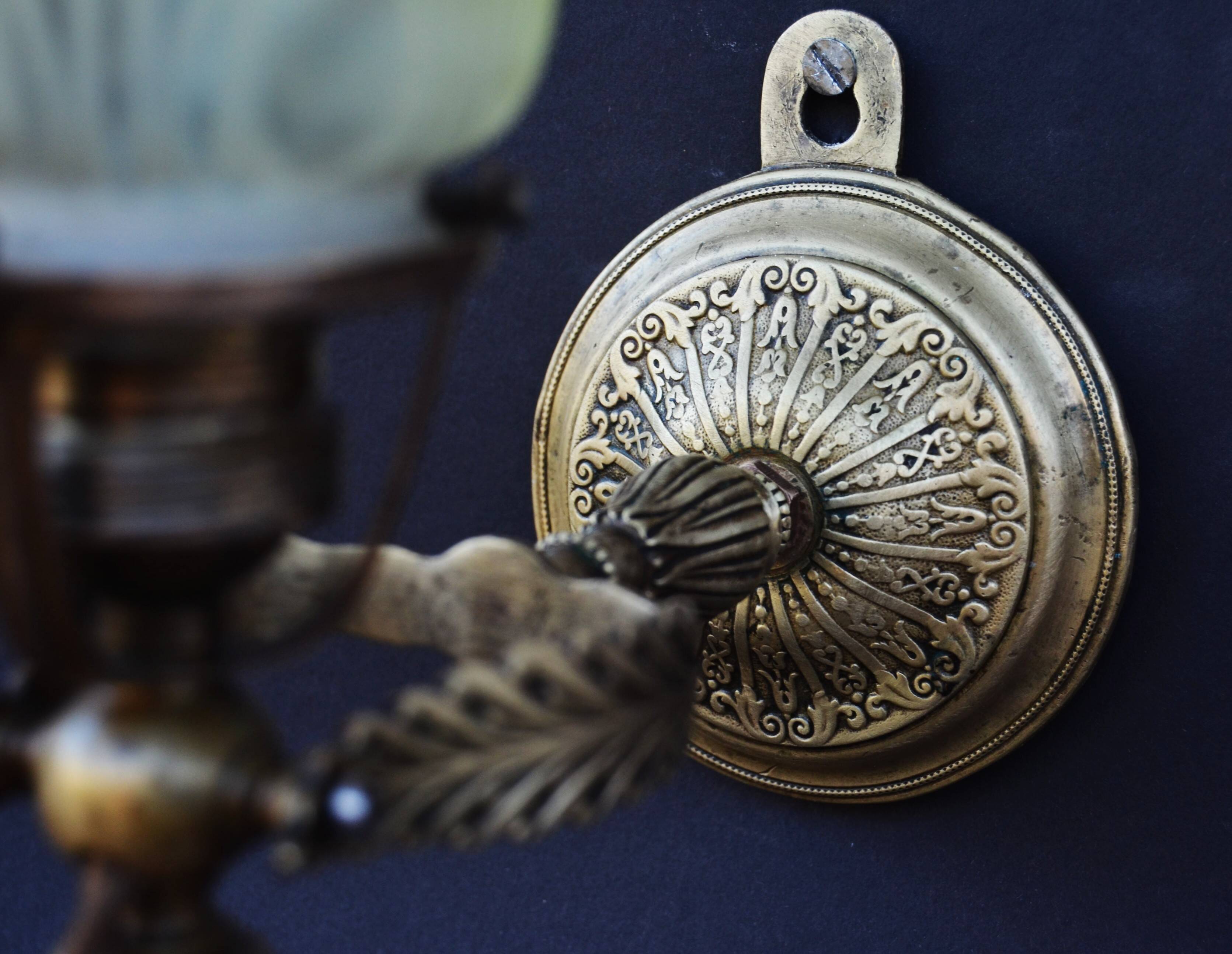 Antique Brass Gimbal Table Lamp Navy Ship Marine Massive Brass - Wall Light