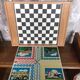 Old Board Game of Checkers, Goose, Hopscotch & Little Horses in Vintage Wooden