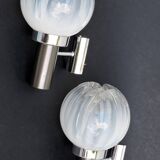 Pair of wall lamps Mazzega opalescent Murano Italy