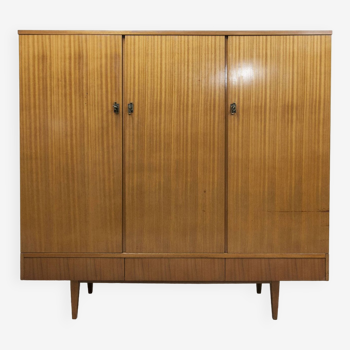 Eros blond teak cabinet 1960 3 doors 3 drawers with assembly plan included in the ad