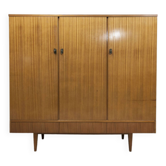 Eros blond teak cabinet 1960 3 doors 3 drawers with assembly plan included in the ad