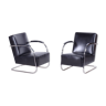 Restored bauhaus pair of black armchairs, mücke - melder, czechia, 1930s