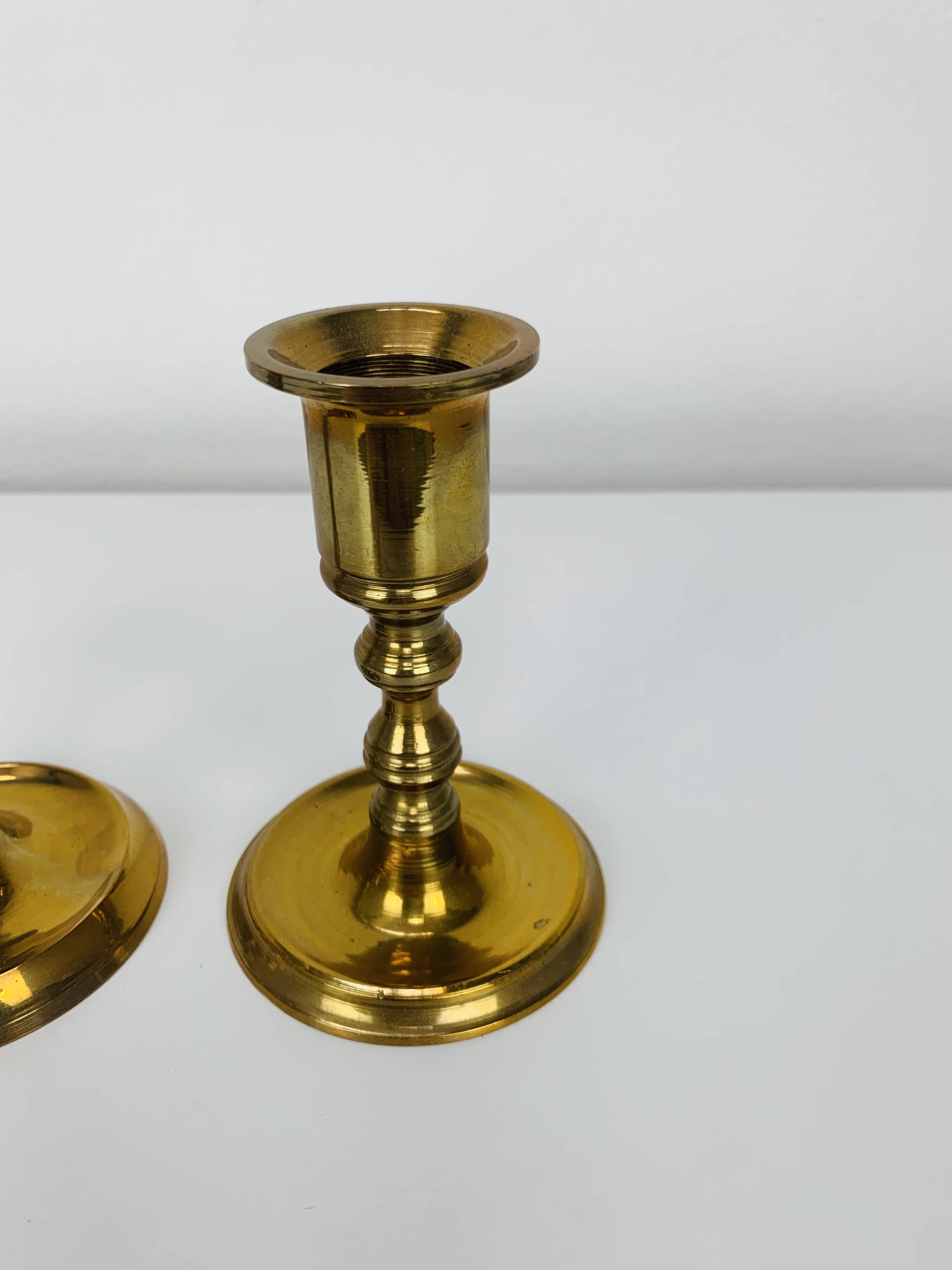 Pair of vintage gilded brass candlesticks