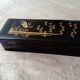 Glove box in lacquered wood decorated with a crane among bamboos. China, Japan?