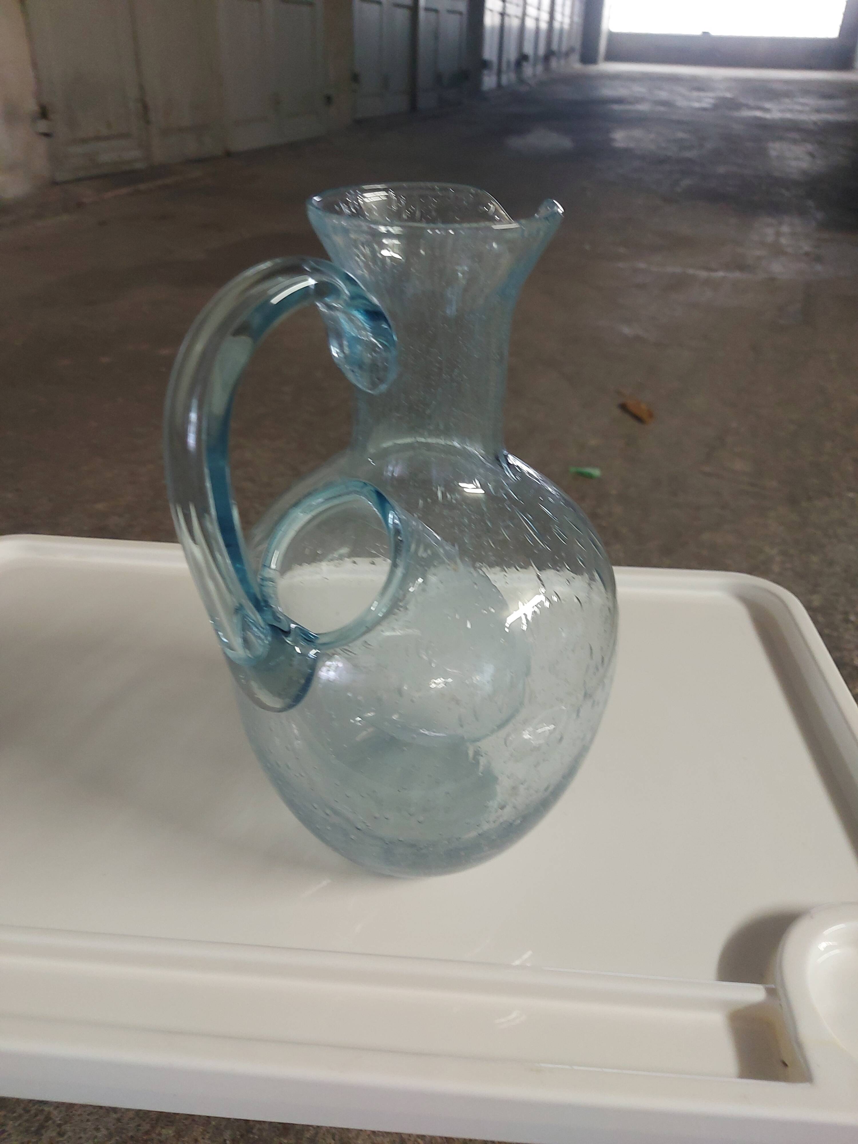Biot blown glass decanter with ice cube tank