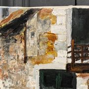 Oil on canvas by Claude Claveau The Hunters' Chalet 1995