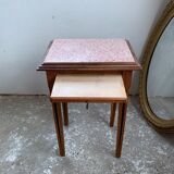 Table billot avec marbre rose art déco