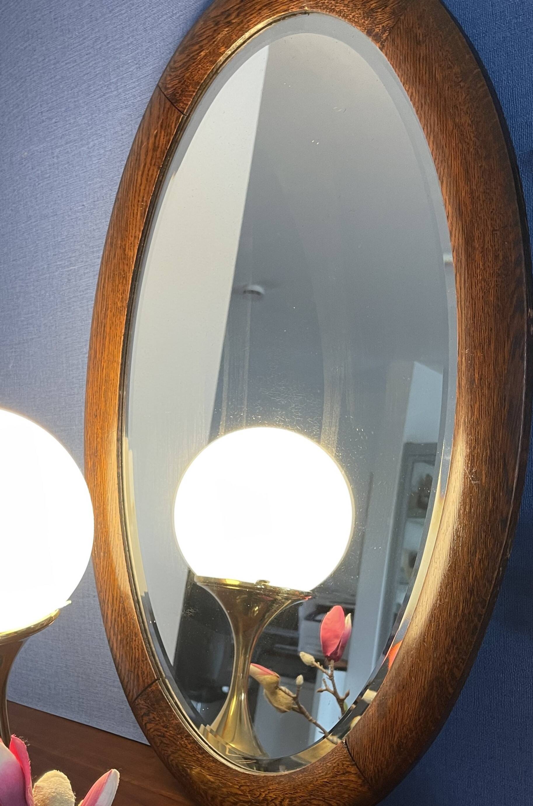 Art Deco beveled walnut mirror