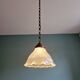 Large Holophane pendant light in transparent grooved glass