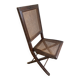 Vintage folding chair with cane seat in dark mahogany wood