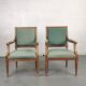 Pair of Louis XVI armchairs upholstered green velvet