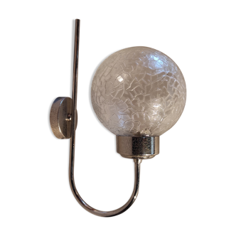 Stainless vintage design wall light  and 70s striated glass globe