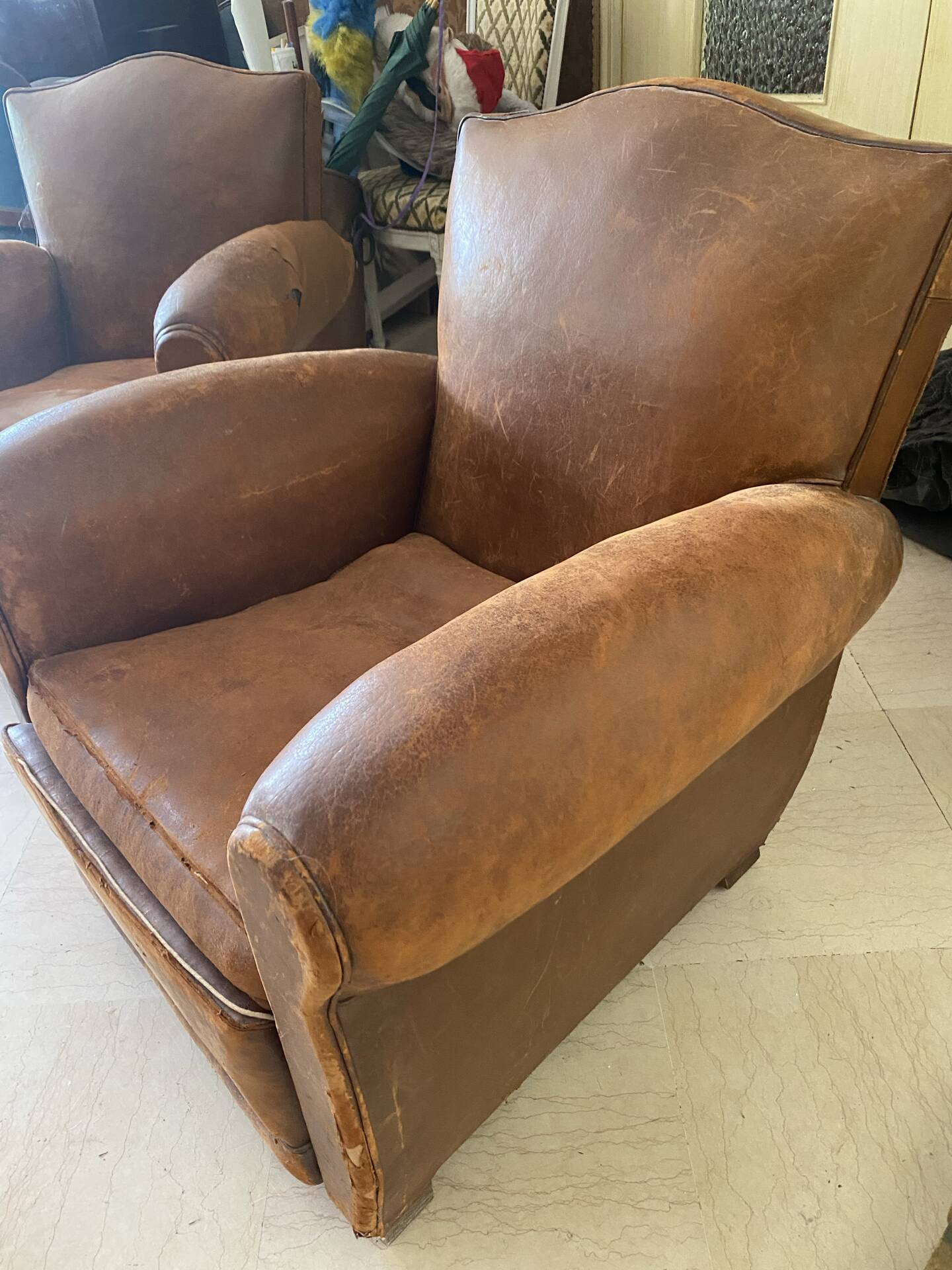 2 vintage club armchairs
