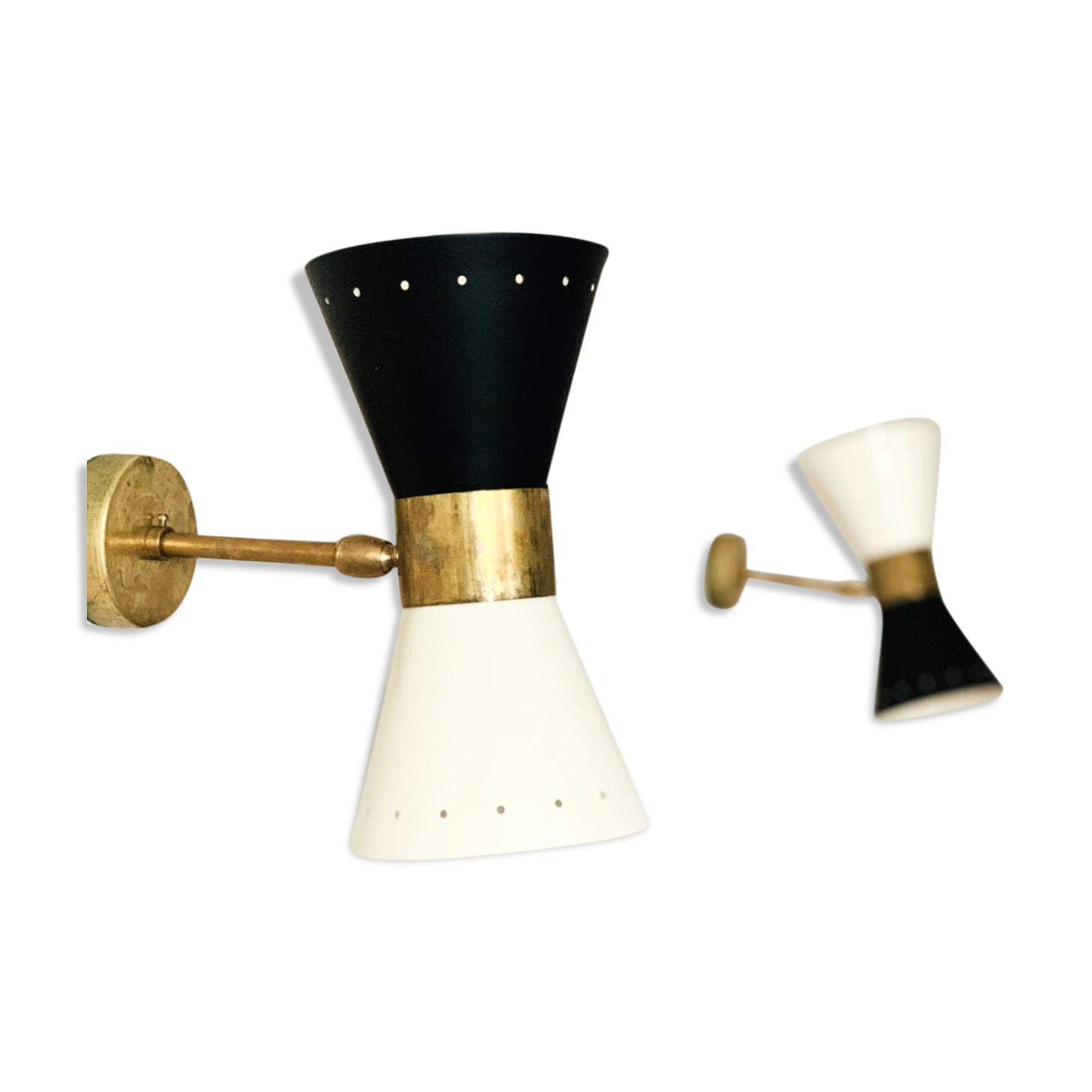 Pair wall lamps diabolo white & black