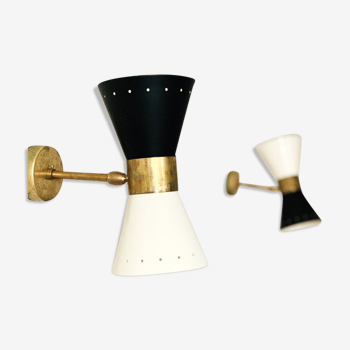 Pair wall lamps diabolo white & black