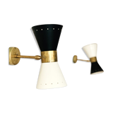 Pair wall lamps diabolo white & black