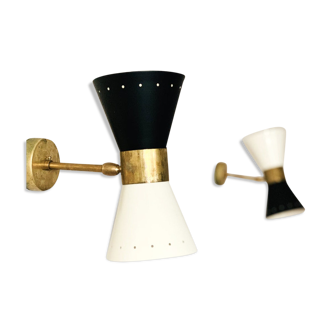 Pair wall lamps diabolo white & black