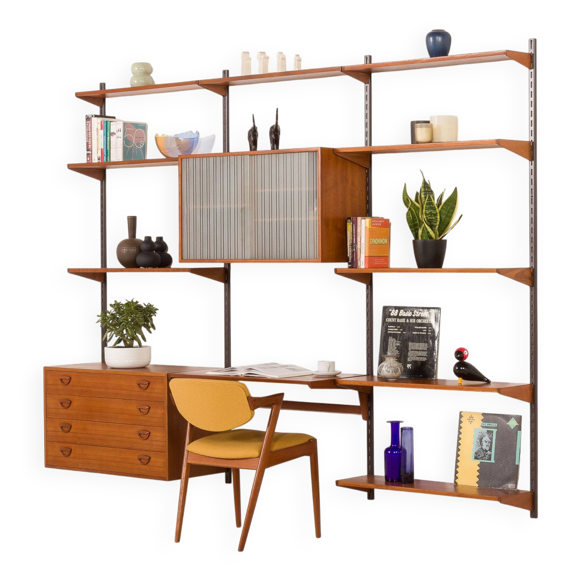 Kai Kristiansen shelving unit in teak by FM Mobler, Denmark, 1960s