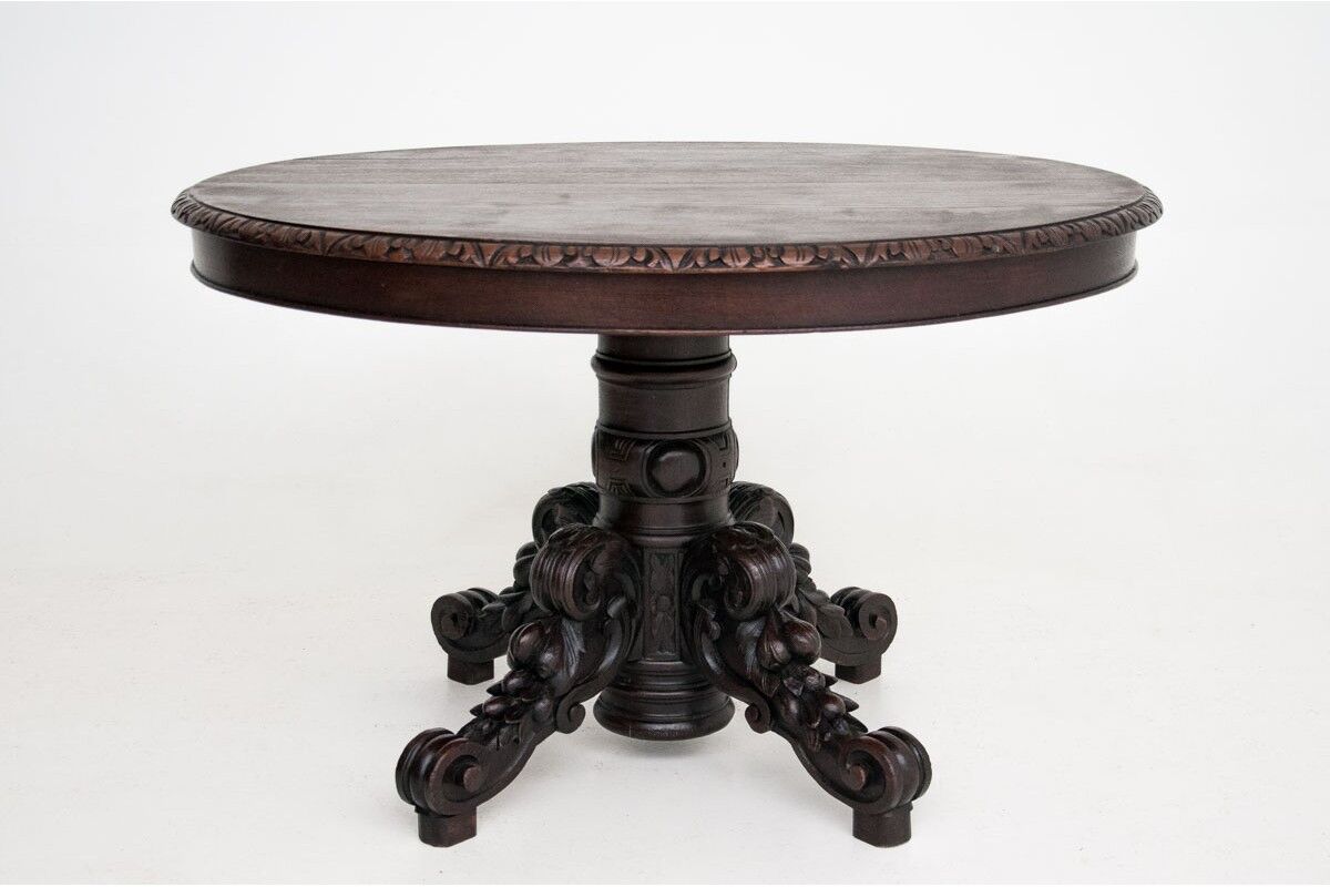 Antique center oak table, France, 1880s
