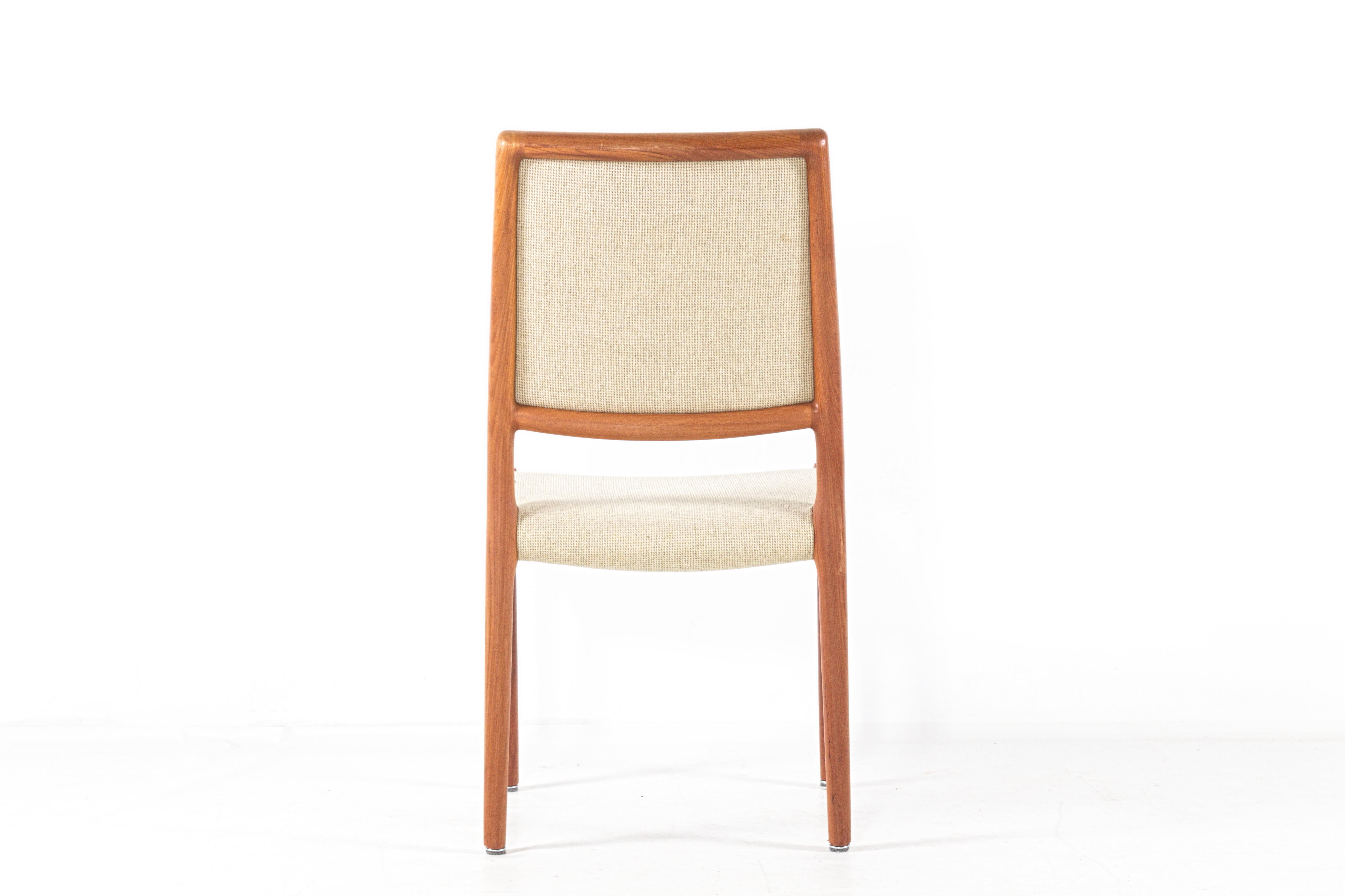 Set of four vintage chairs by Niels Otto Moller,  mid-century Denmark, teak, wool fabric, new upholstery on request