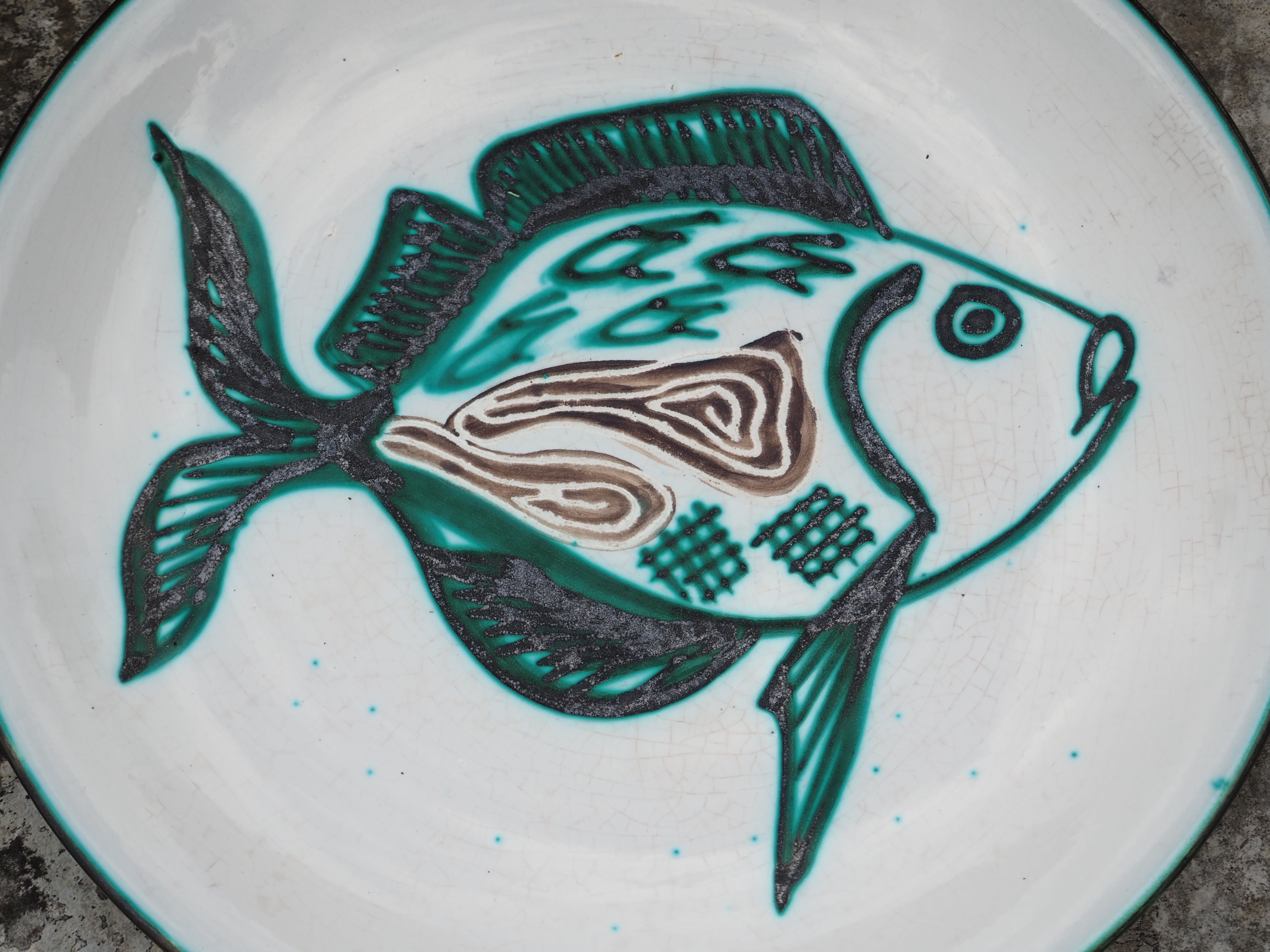 Fish decor plate by Robert Picaud - vallauris