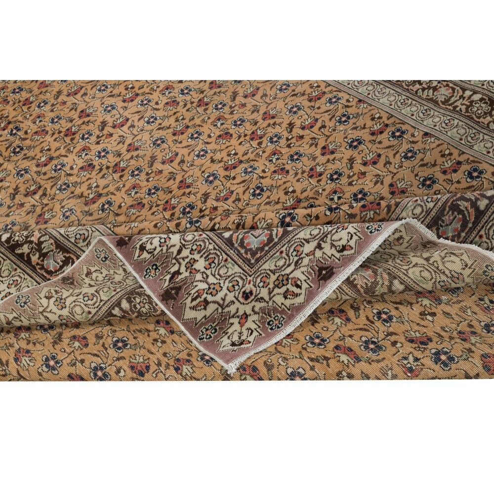 Vintage Handmade Turkish Area Rug with Floral Design