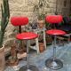Pair of telescopic stools mirima skai red vintage 80s