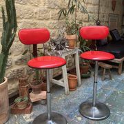 Paire de tabourets téléscopiques mirima skai rouge vintage années 80