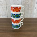 Series of 4 Arcopal cups from the 70s