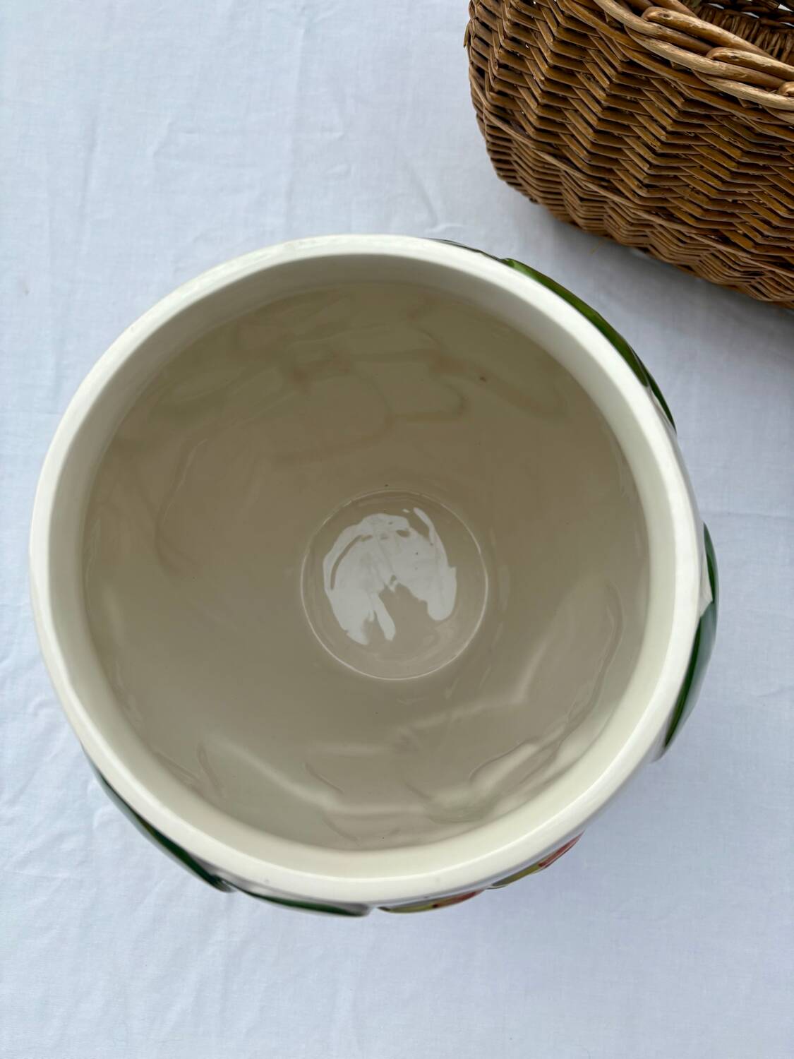 Large lotus or water lily barbotine vase