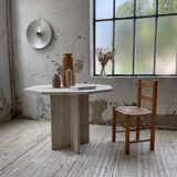 Octagonal travertine coffee table