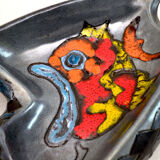 Italian Centerpiece with Fish in Glazed Ceramic, 1960s