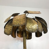 Brutalist brass palm tree floor lamp Hollywood Regency 1970s