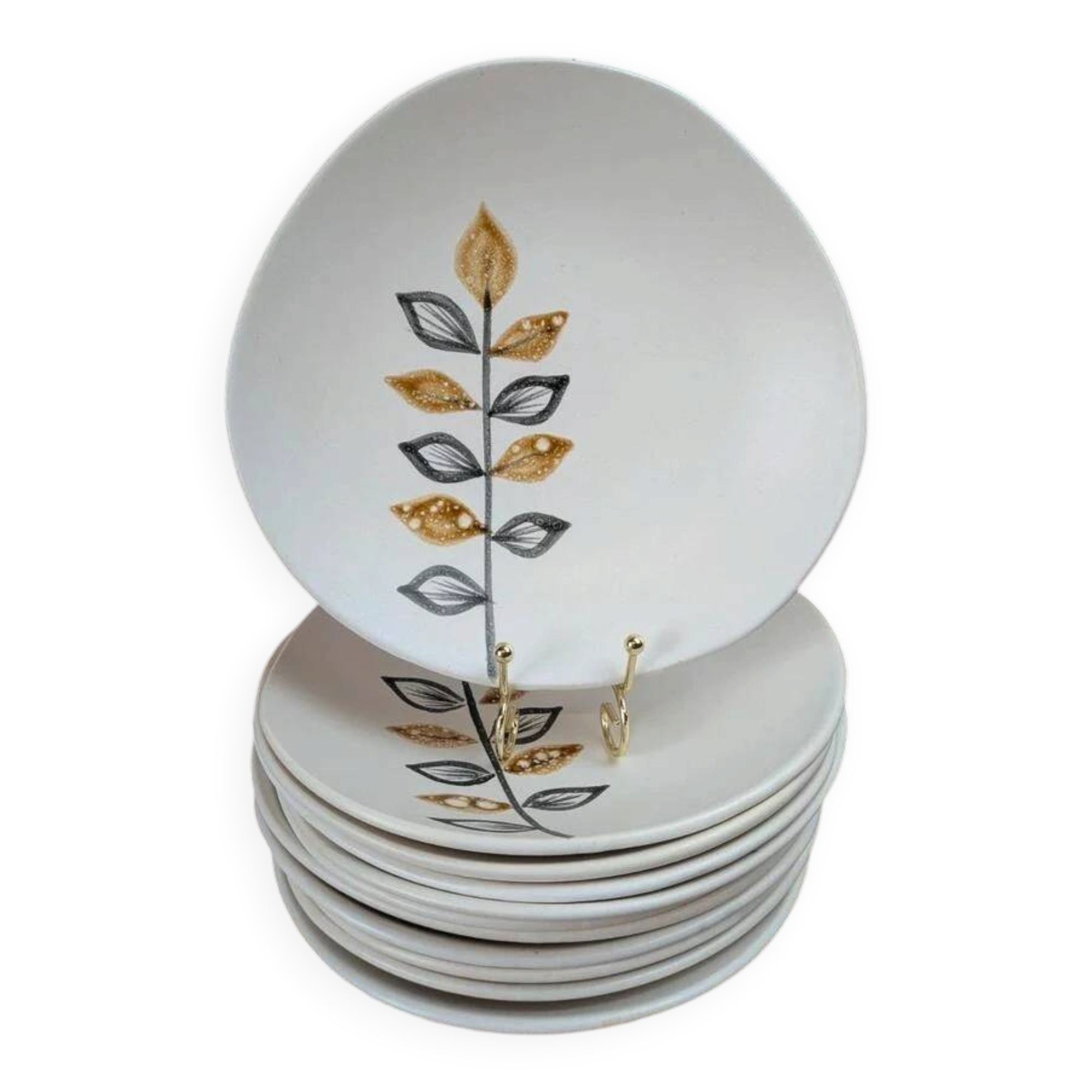Set of 11 vintage dessert plates from Niderviller – 1970s – Capron Vallauris style