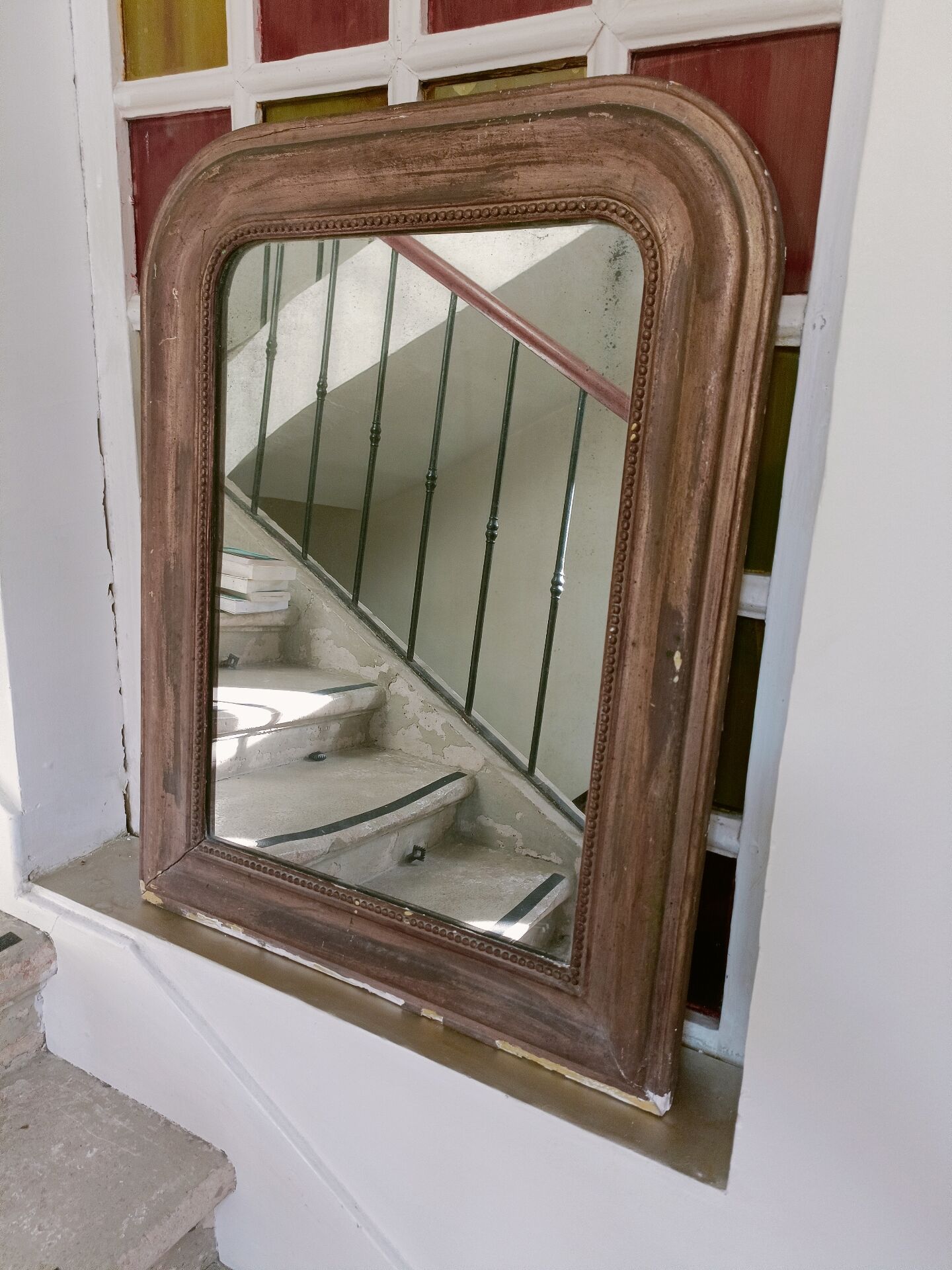 Louis Philippe gilded and pearl mirror