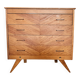 Commode en marqueterie de bois et pieds compas