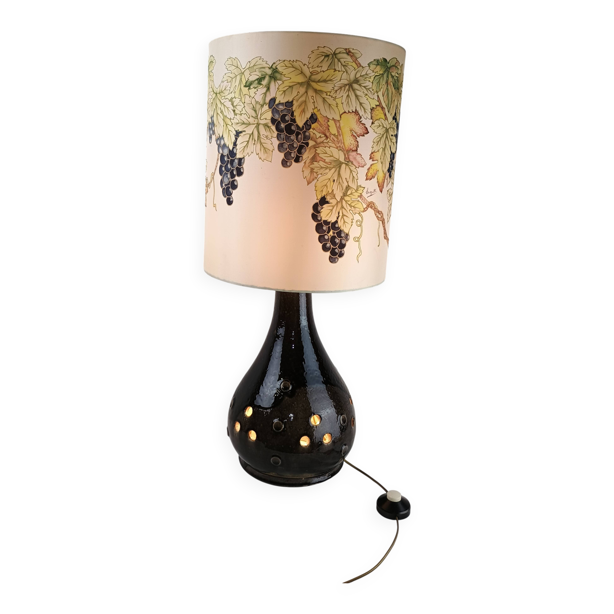 Lampe de sol vintage années 70 céramique abat-jour signé Style West Germany