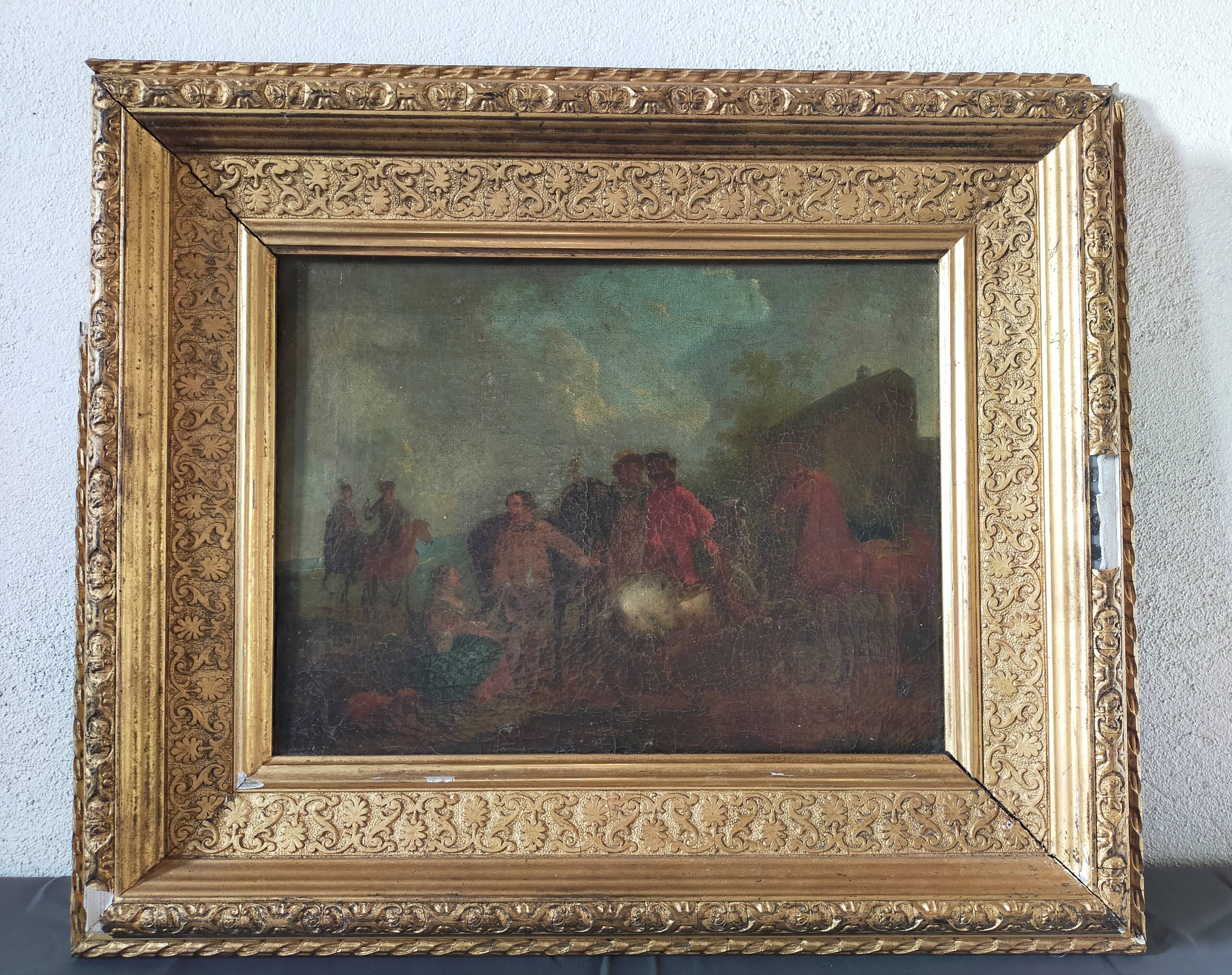 Animated landscape oil on canvas Italian School late eighteenth