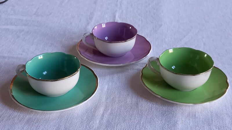 Lot composed of 3 cups and old saucers ( Digoin Sarreguemines France )