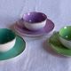 Lot composé de 3 tasses et soucoupes anciennes  ( Digoin  Sarreguemines  France )