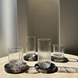 Set of 4 fossilized wooden coasters