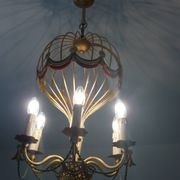 Painted gold metal hot air balloon chandelier with 6 lights