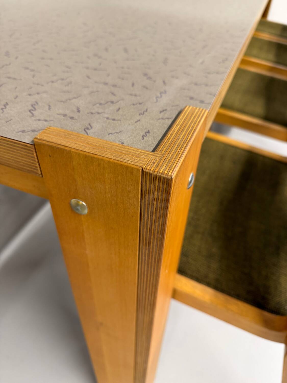 Large modernist plywood table, Memphis style, 1980s