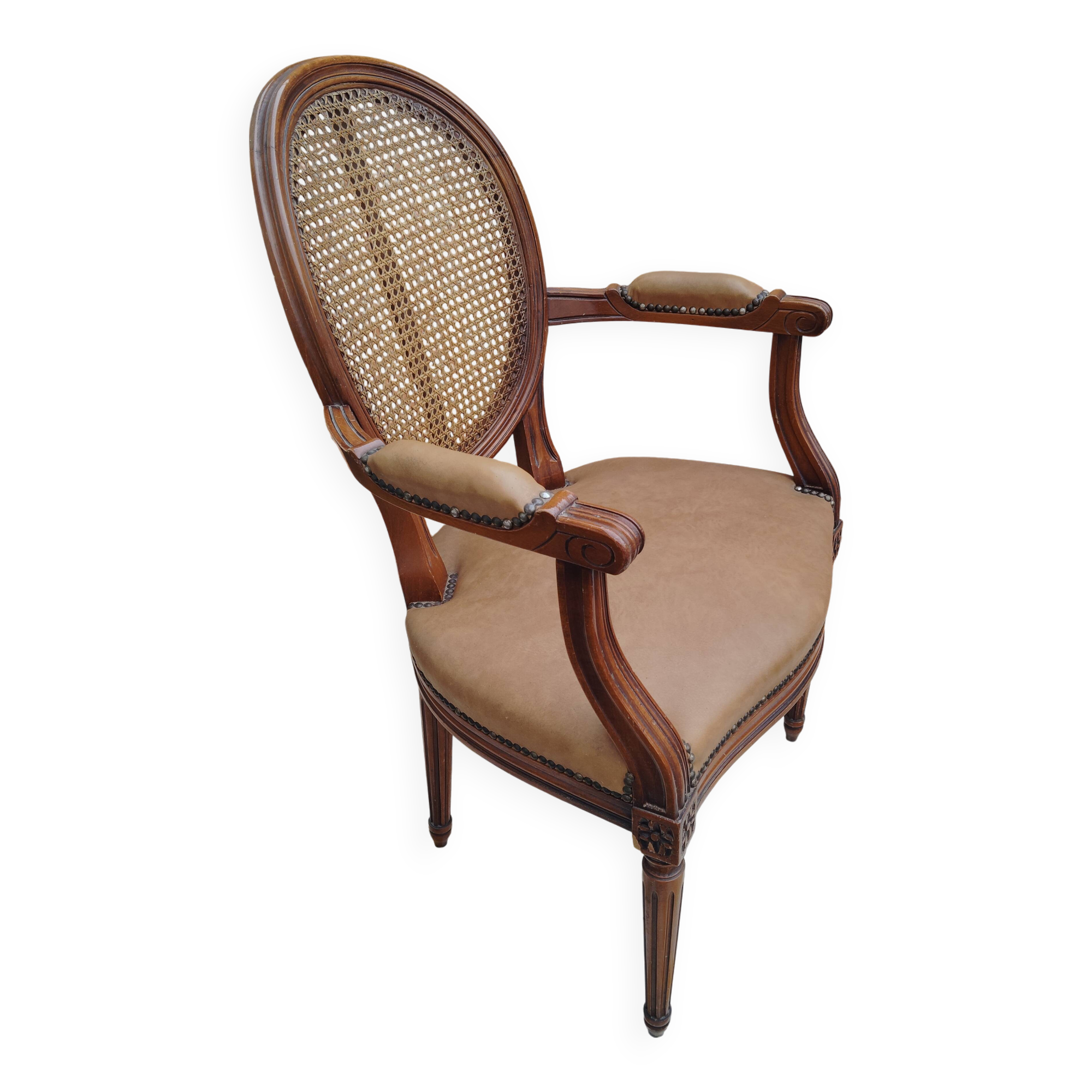 Fauteuil Louis XVI bois cannage