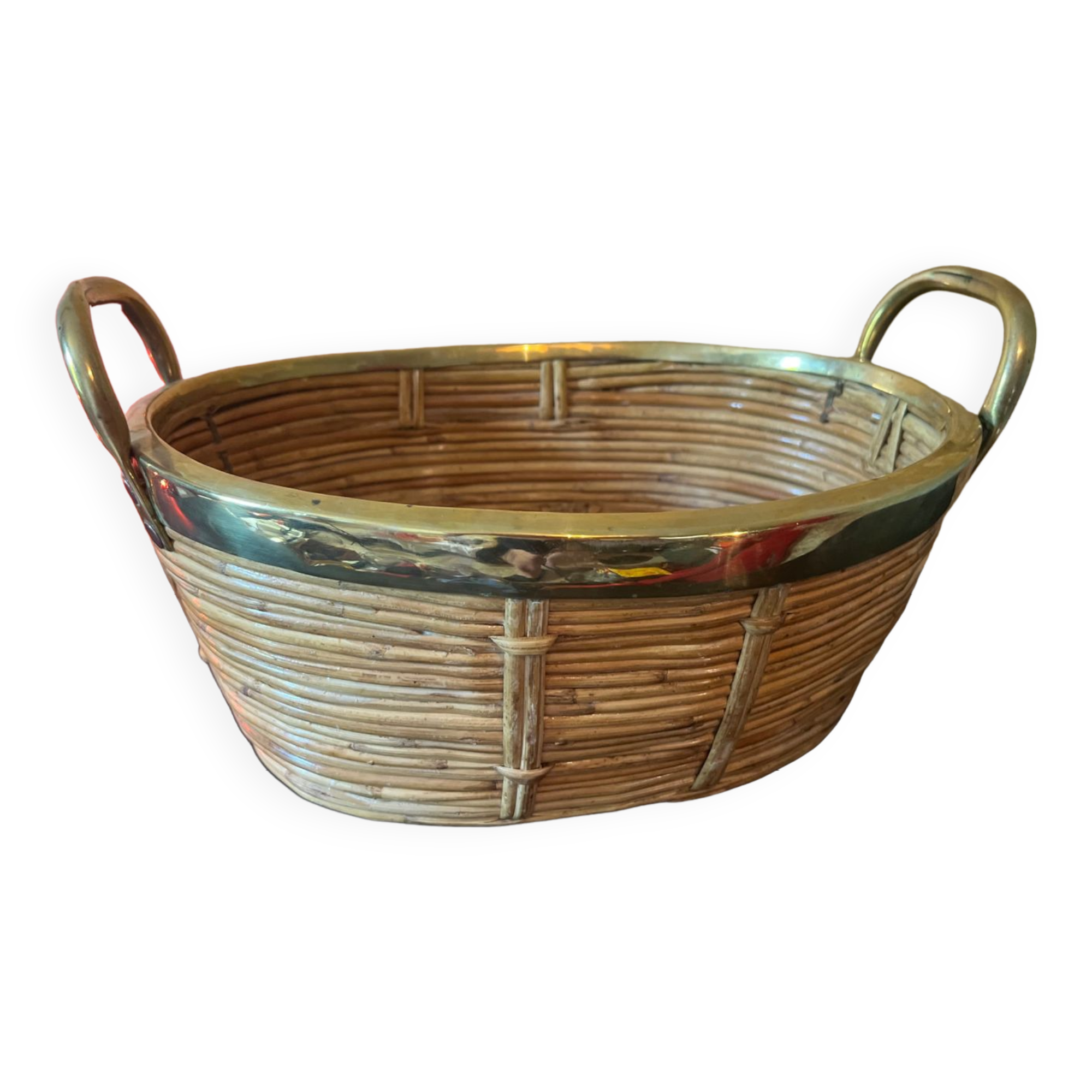 Brass and wicker basket
