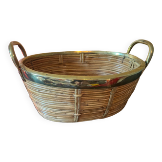 Corbeille en laiton et osier