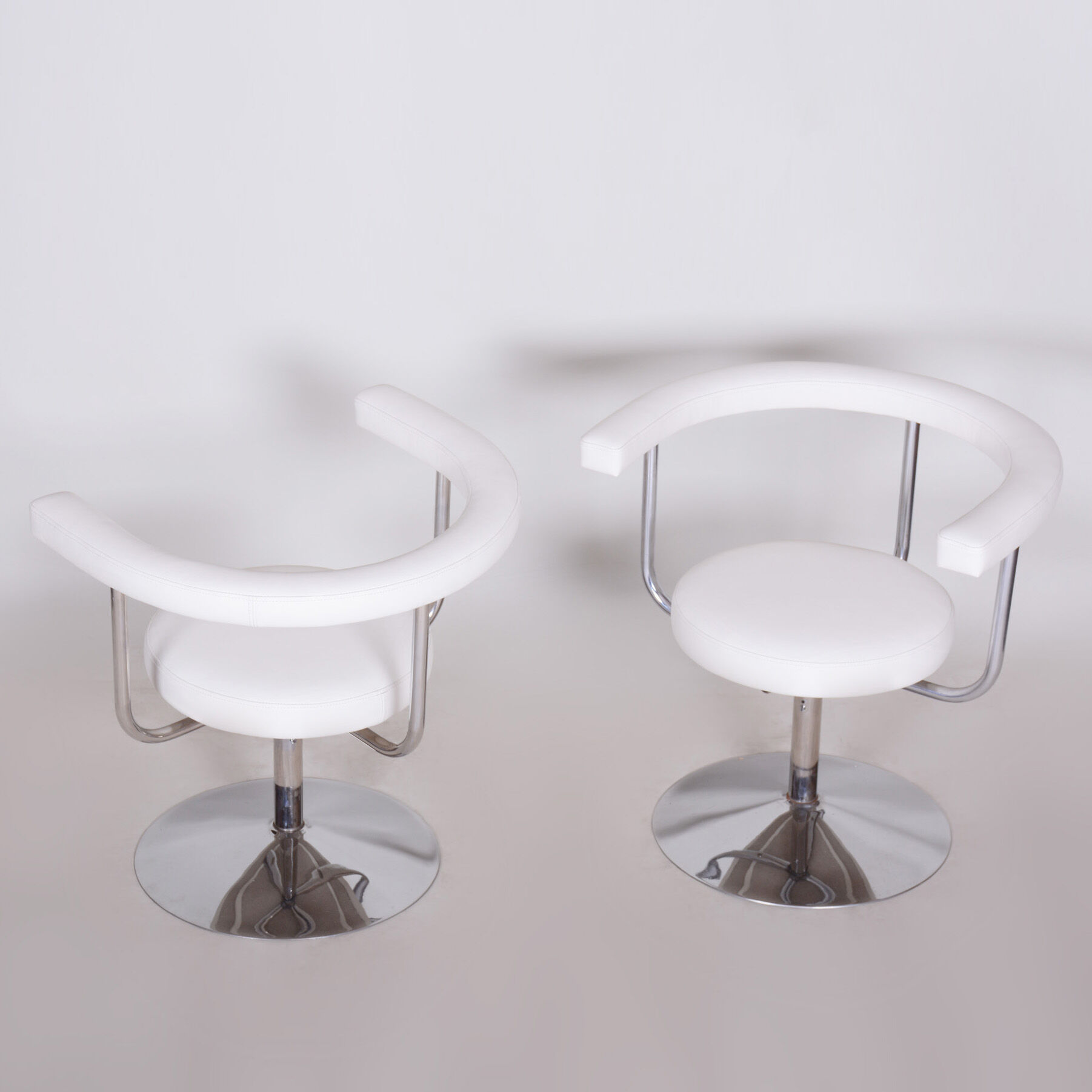 Pair of white swivel chairs - 1940s czechia