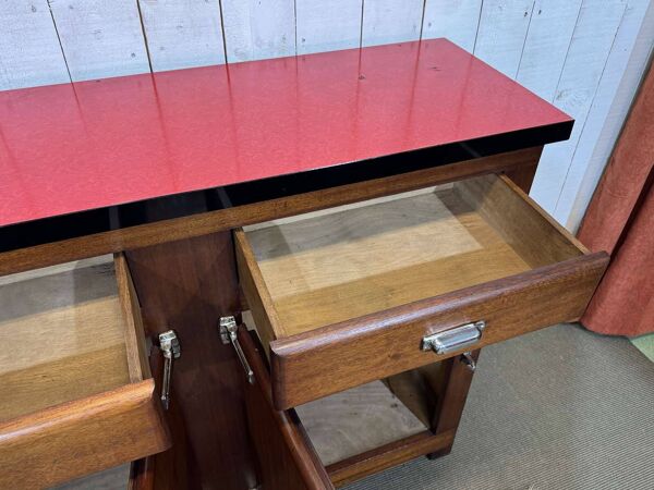 Enfilade de bistrot en acajou et plateau formica des années 1950